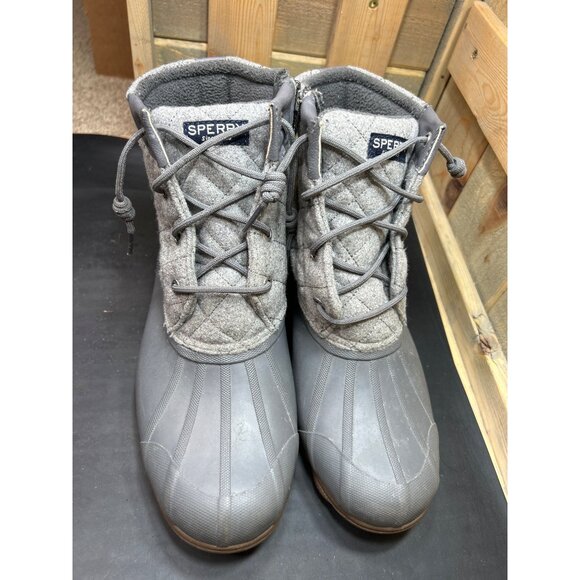 Sperry Womens Insulated Duck Boots Size 10 Gray Quilted Upper & Rubber Sole - Picture 3 of 9